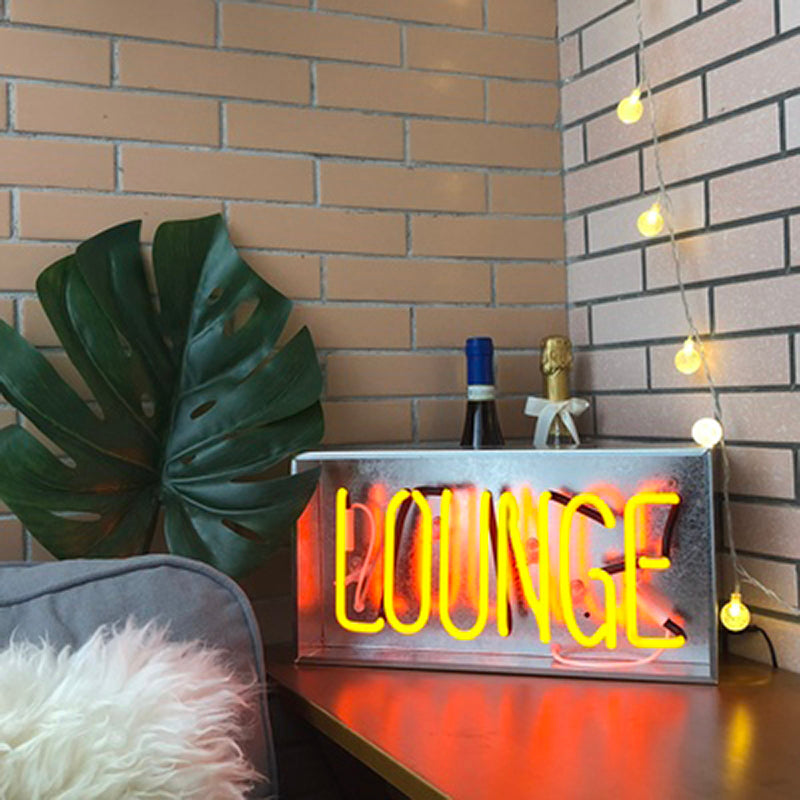 Retro Neon Decorative Lamp Glass Tube Iron Box Lamp