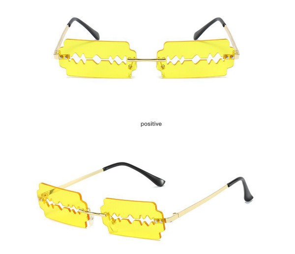 Rimless Rectangle Razor Blade Party Sunglasses