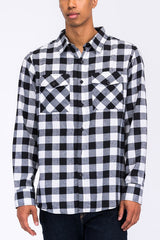 Regular Fit Checker Plaid Flannel Long Sleeve