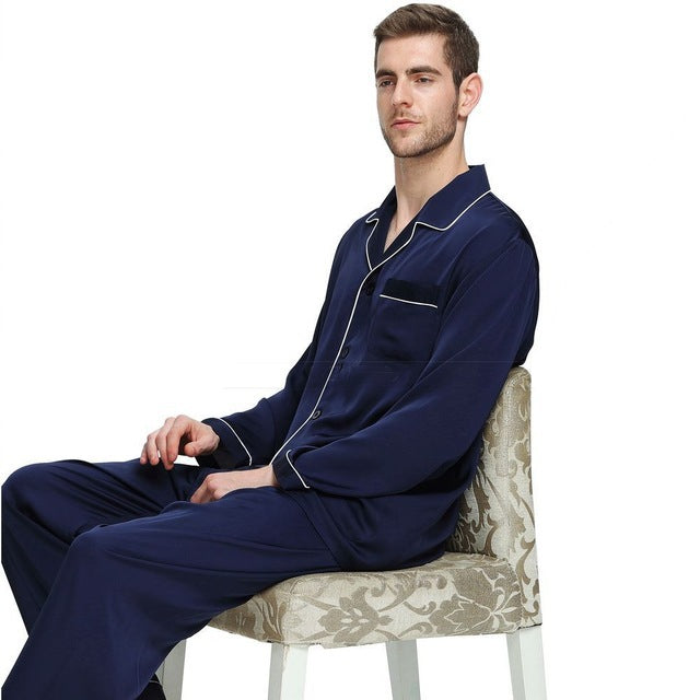 Men's silk satin pajamas suit casual wear