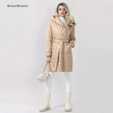 Woman Cotton Dress Coat - Solid Color Hooded Warm Jacket