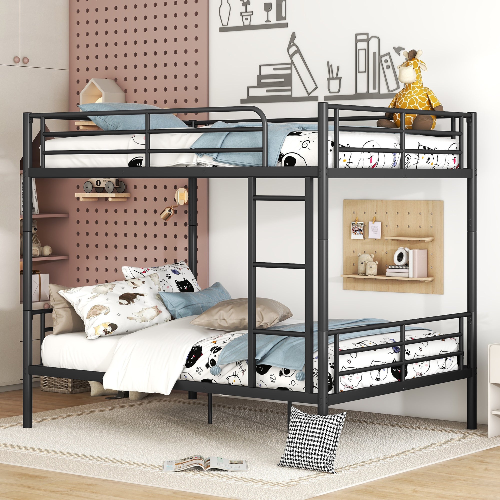 Black Metal Full Over Full Bunk Bed for Kids & Adults