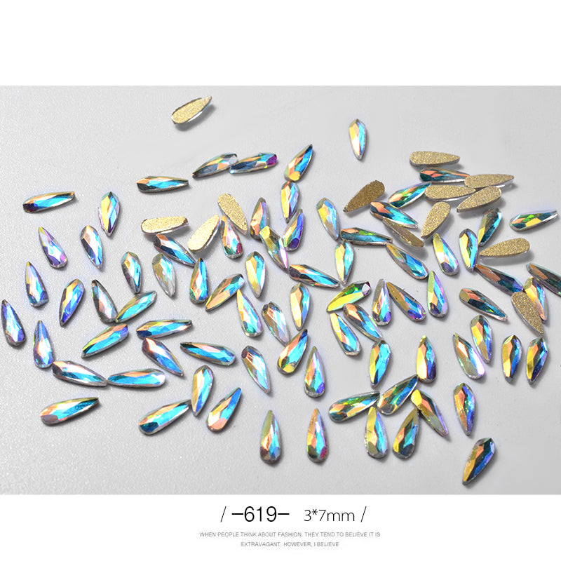 10Pcs 3D Nail Art Rhinestones Long Water Drop Shaped Glitter Nail Art Decorations