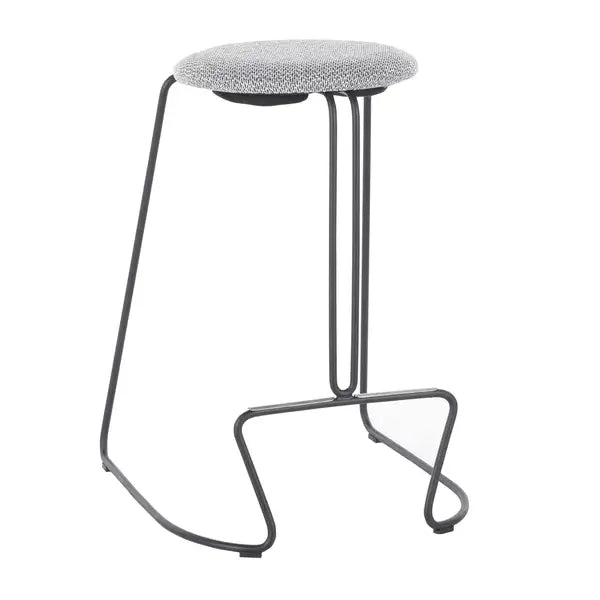 LumiSource Finn Counter Stools - Set of 2, Black Steel & Charcoal Fabric