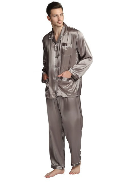 Men's silk satin pajamas suit casual wear