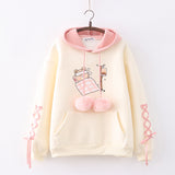 Women's Cartoon Printed Color Matching Fleece Thickened Sweater