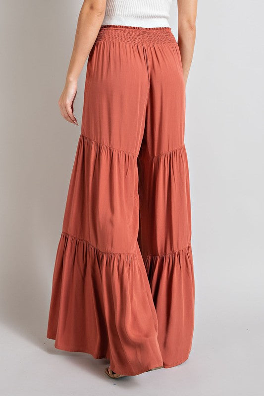 Women's Wide Leg Tiered Pants - Flowy & Comfortable