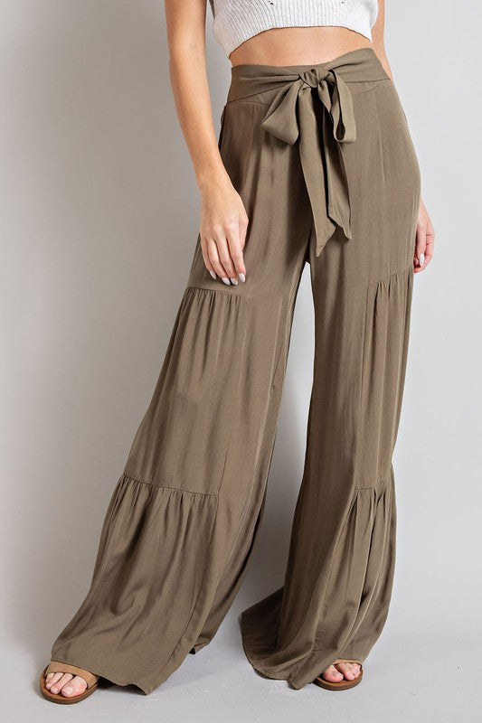 Women's Wide Leg Tiered Pants - Flowy & Comfortable