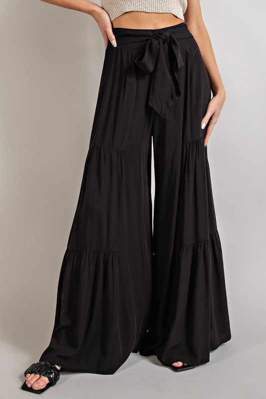 Women's Wide Leg Tiered Pants - Flowy & Comfortable