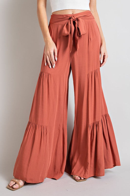 Women's Wide Leg Tiered Pants - Flowy & Comfortable