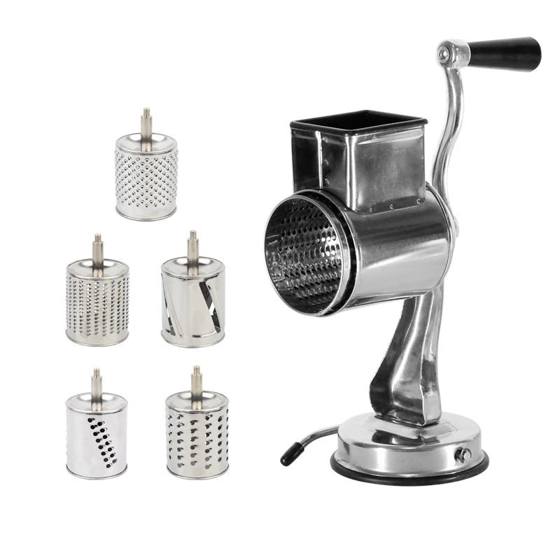 Multifunctional Stainless Steel Rotary Cheese Grater, Kitchen Vegetable Grinder, Salad Slicer - Minihomy