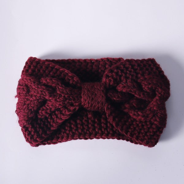 Winter Crochet Bow Twisted Headband - Cozy Knit Hair Accessory for Cold Weather