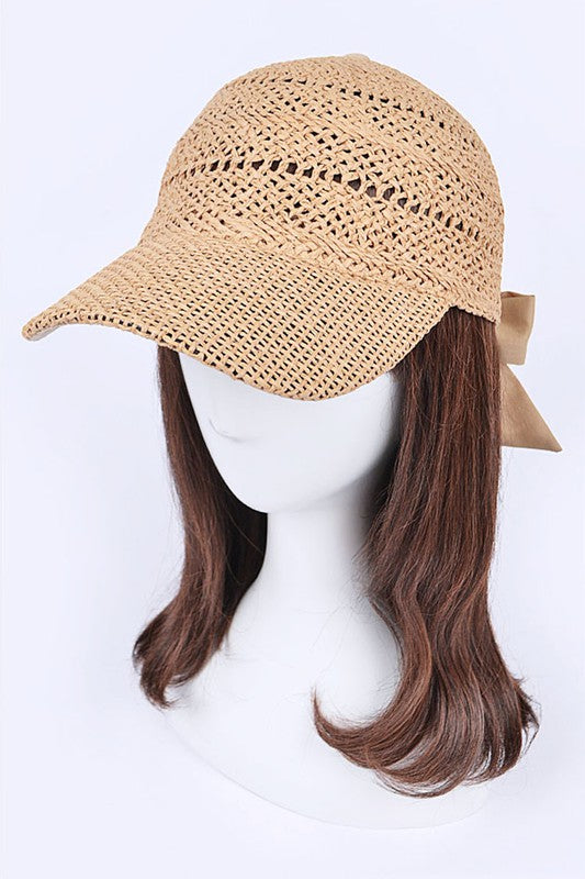 Summer Straw Ribbon Cap - Lightweight Wide Brim Hat for Sun Protection