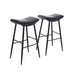 Counter Height Bar Stools Set of 2 - PU Upholstered, Black, with Footrest - Minihomy