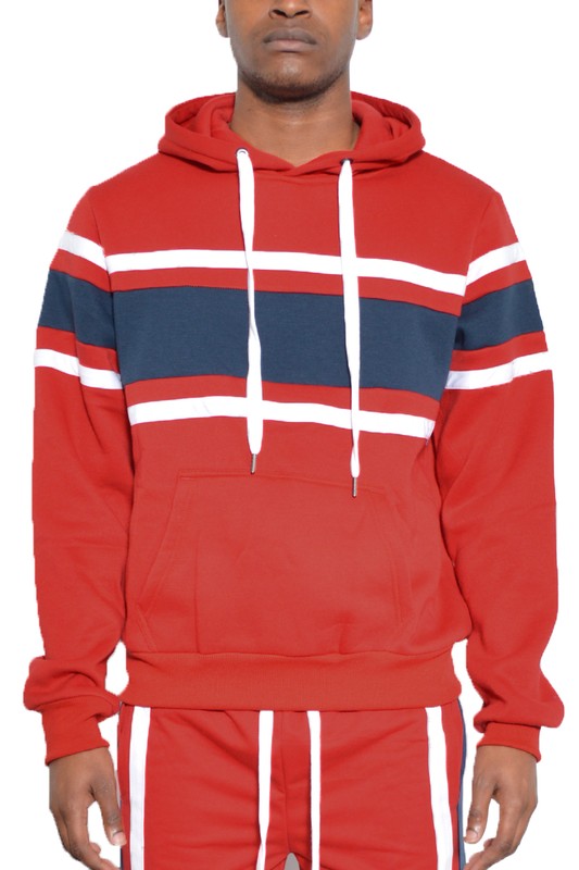 Solid with Three Stripe Pullover Hoodie