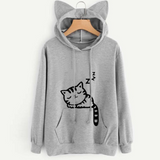 Women Casual Hoodies Sweatshirt Long Sleeve Hoody Cute Ears Printed Hoodies