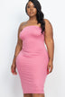 Plus Size Solid Strapless Tube Bodycon Midi Dress - Minihomy