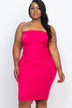 Plus Size Solid Strapless Tube Bodycon Midi Dress - Minihomy