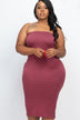 Plus Size Solid Strapless Tube Bodycon Midi Dress - Minihomy