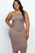 Plus Size Solid Strapless Tube Bodycon Midi Dress - Minihomy