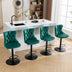 Green Velvet Bar Stools with Backs - Adjustable Height, Tufted, Set of 2 for Kitchen Island & Pub - SW1812GN - Minihomy