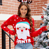 Autumn And Winter Letter Embroidery Christmas Red Sweaters Long Sleeve