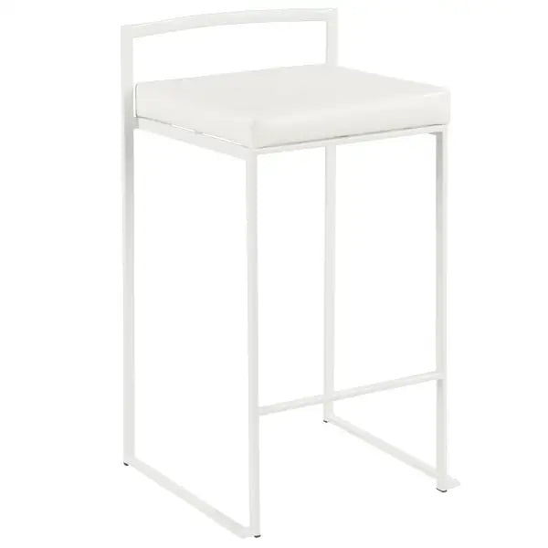 LumiSource Fuji White Counter Stools - Set of 2, Stackable