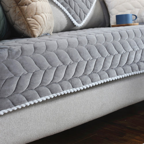 Thicken Plush Quilted Sofa Towel Anti-slip Couch Covers for Sofa: Cozy Winter Comfort