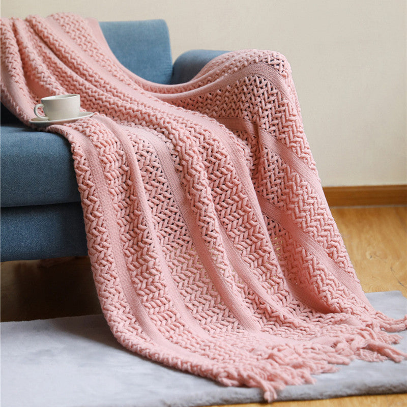 Nordic Sofa Blanket Knitting Homestay Hotel Bed Flag
