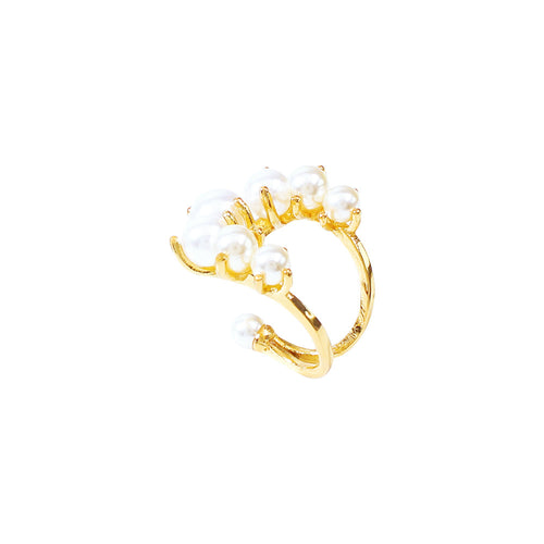 Big Geometric Pearl Paved Rings for Women