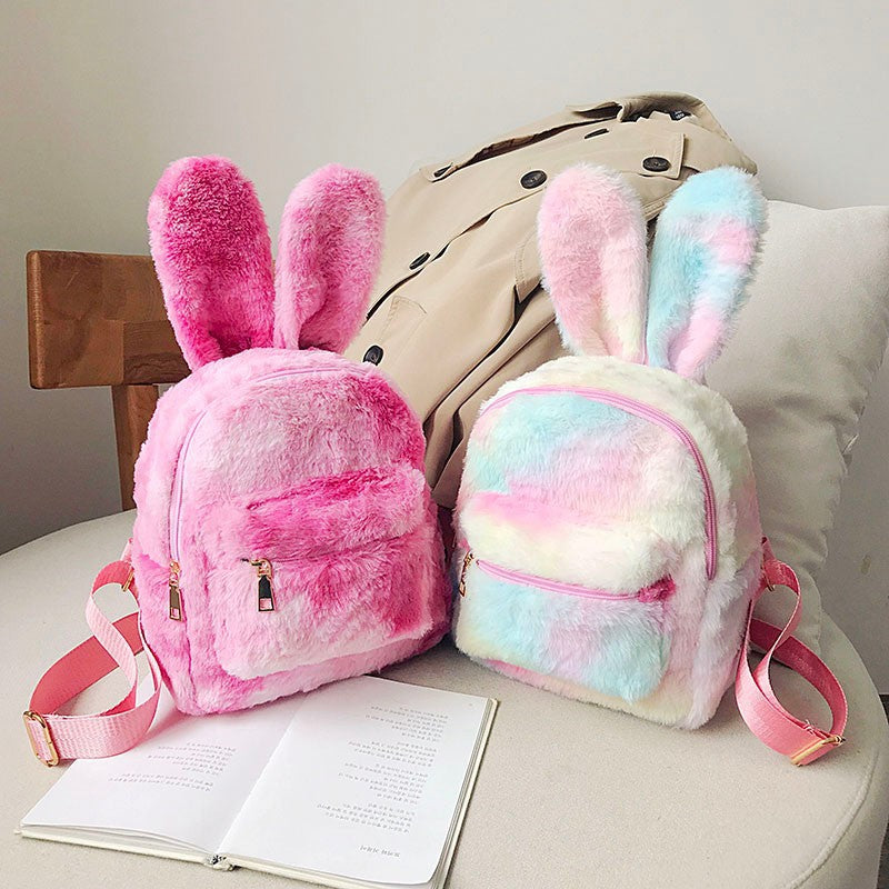 Plush Bunny Ears Backpack Female Backpack - Minihomy