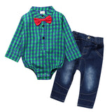 Boy Gentleman Plaid Suit Baby One-Piece Suit