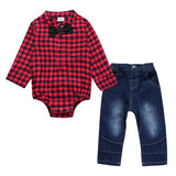 Boy Gentleman Plaid Suit Baby One-Piece Suit