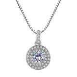 Crystal Round Pendant Necklace Charm Silver Color Chain Necklaces For Women