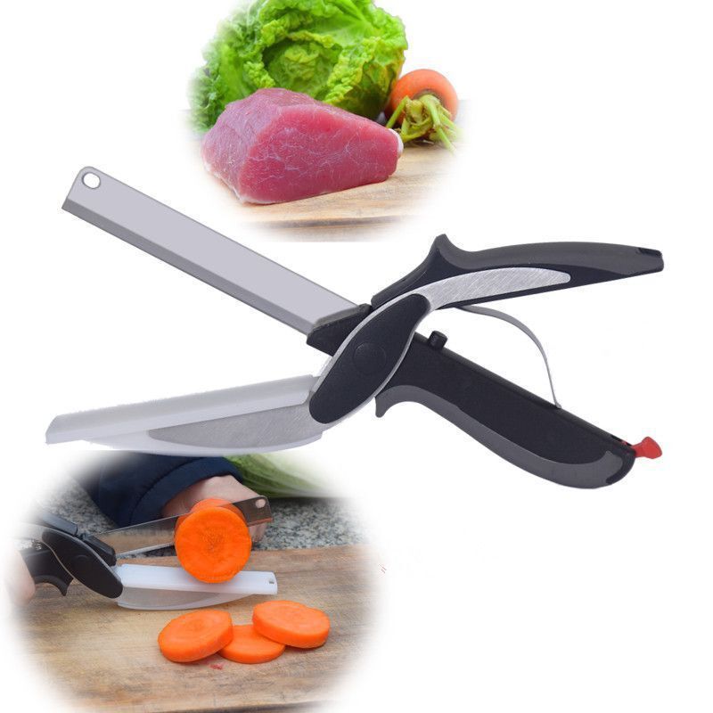 Kitchen Gadget Scissors 2-in-1 Functional Smart Chopping Knife Food Scissors Vegetable Scissors A Good Helper In The Kitchen - Minihomy