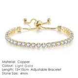 Round Zircon Single Row Full Diamond Tennis Bracelet