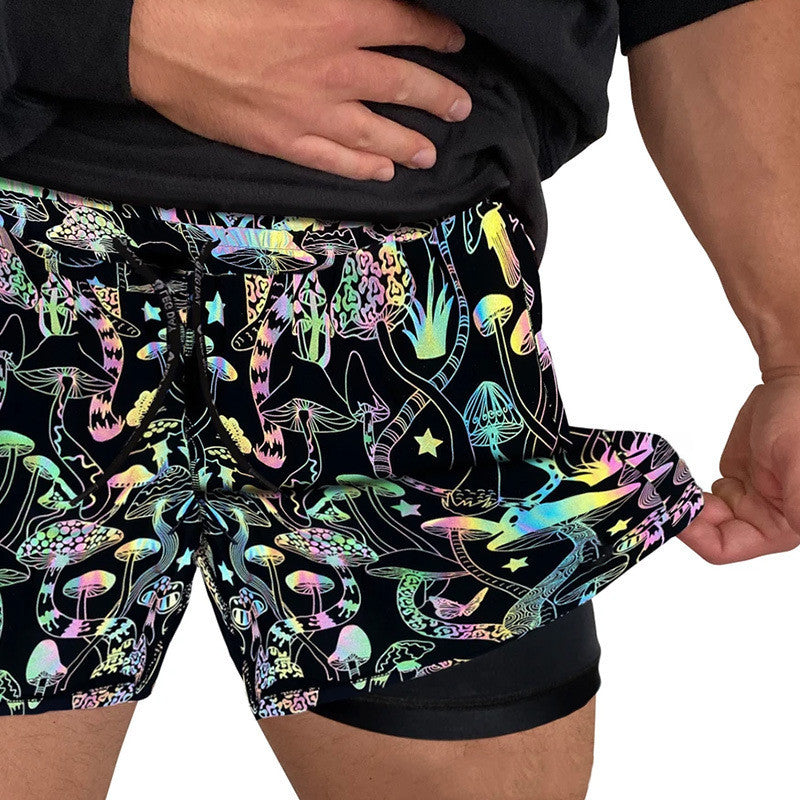 Reflective Shorts Men's Glow-In-The-Dark Jogging Yoga Pants
