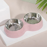 Double Cat Bowls with Water Fountain, Wheat Straw Pet Bowls for Food and Drink, Cute Cat Supplies