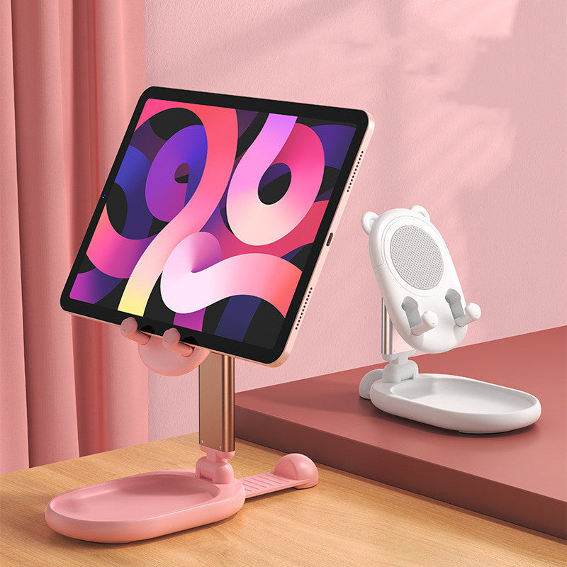 Adjustable Desk Phone Holder Tablet Stand with Mirror - Portable and Foldable
