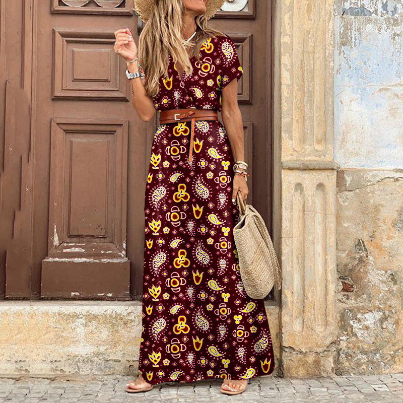 Women's simiya style V-neck floral dress