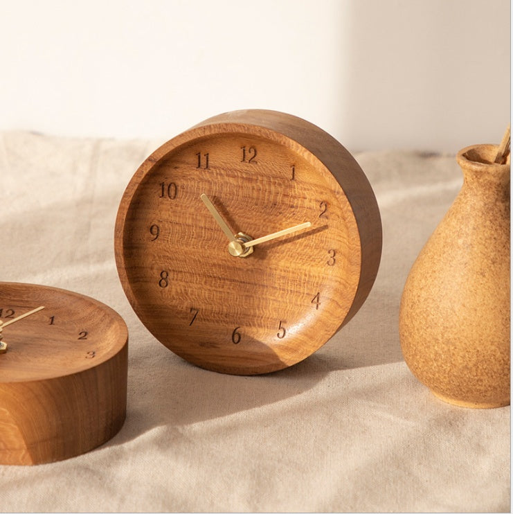 Teak Desk Clock Bedroom Pendulum Table Wooden