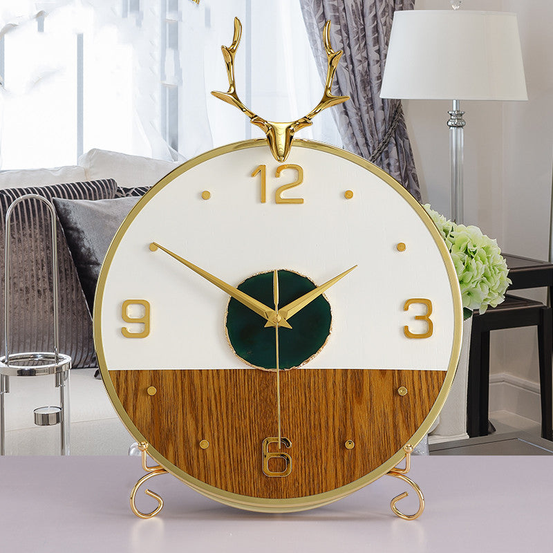 Modern Minimalist Agate Mute Clock - Stylish Desktop Decoration for Your Living Room