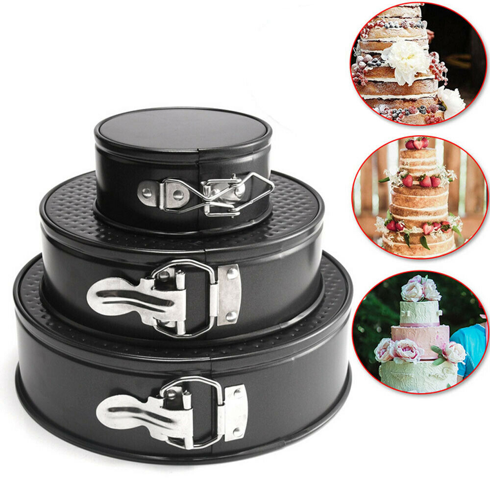 3PCS SET Non Stick Cake Tier Mold Baking Pan Tray Spring Form Round Bakeware - Minihomy