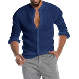 Spring Men's Casual Shirt Button Linen Cotton Comfortable Daily Tops Long Sleeve Shirt