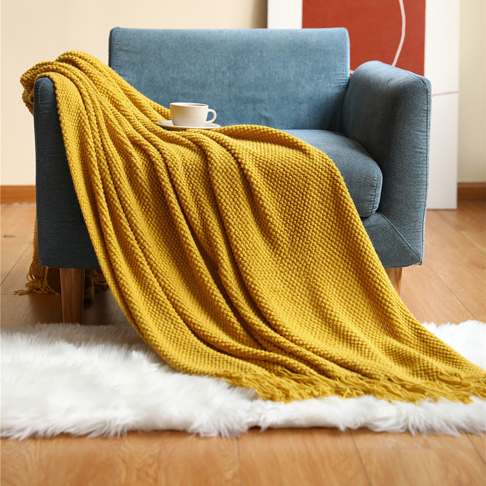 Warm Air Conditioning Blanket Hotel Bed End Towel Knitted Blanket Sofa Cover