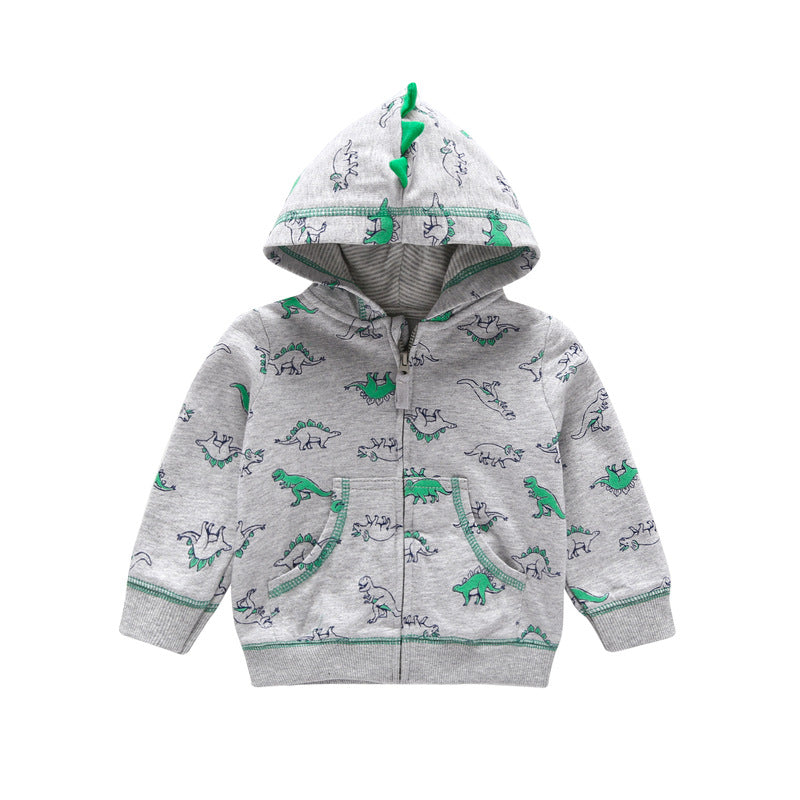 Little Baby Infant Dinosaur Cartoon Hooded Kids Cute Boys Outwear Sweatshirt