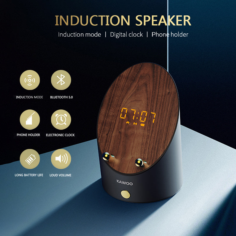 Wooden Speaker - Smart Induction Speaker Phone Holder with Alarm Clock