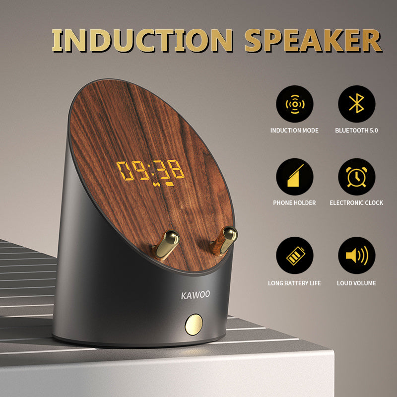 Wooden Speaker - Smart Induction Speaker Phone Holder with Alarm Clock