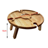Wooden Outdoor Folding Picnic Table with Wine Glass Holder - Portable Wine Table
