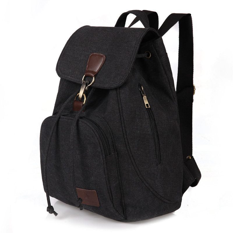 Women's Vintage Canvas Backpack - School Bag for Students